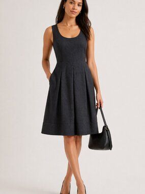 Banana Republic Black Sleeveless Scoop Neck Wool Dress 6